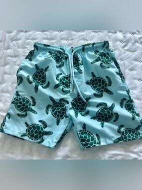Real Essentials Boys Sea Turtle Swim Trunks Size S 6-7